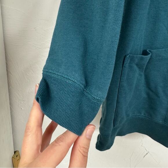 Soft Surroundings Teal Blue Snap Henley Tunic Top Long Sleeve Sweater Womens M - Picture 6 of 12
